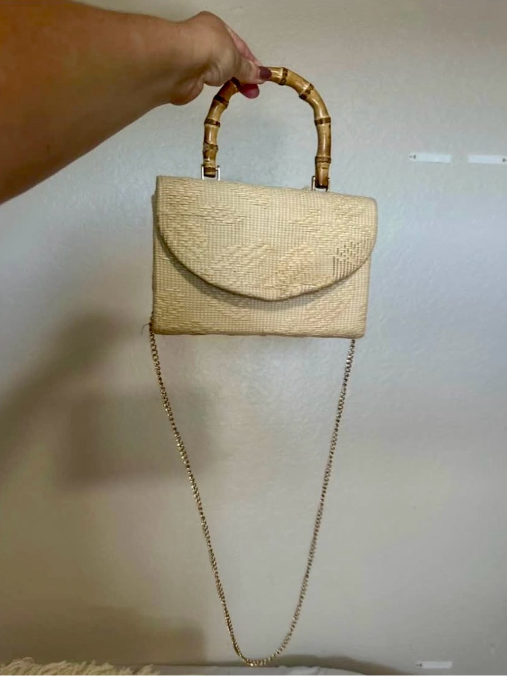 Handheld Straw Top-Handle Crossbody Bag in Natural